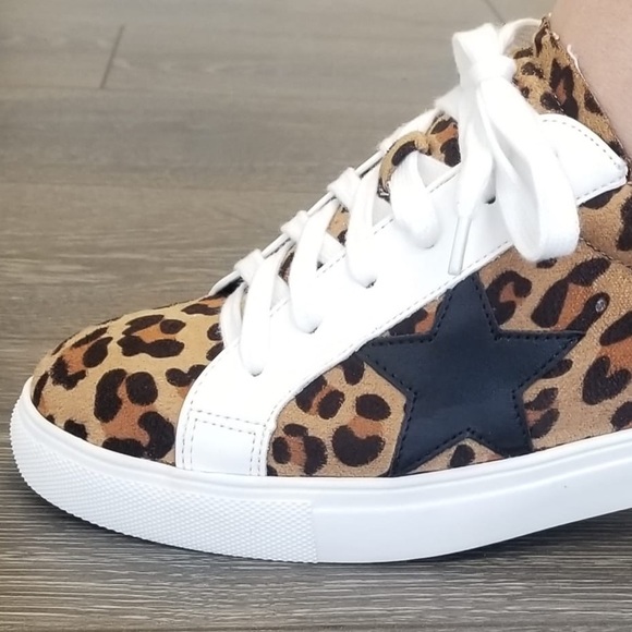 Leopard Animal Print Black Star Platform Sneaker - Picture 7 of 9